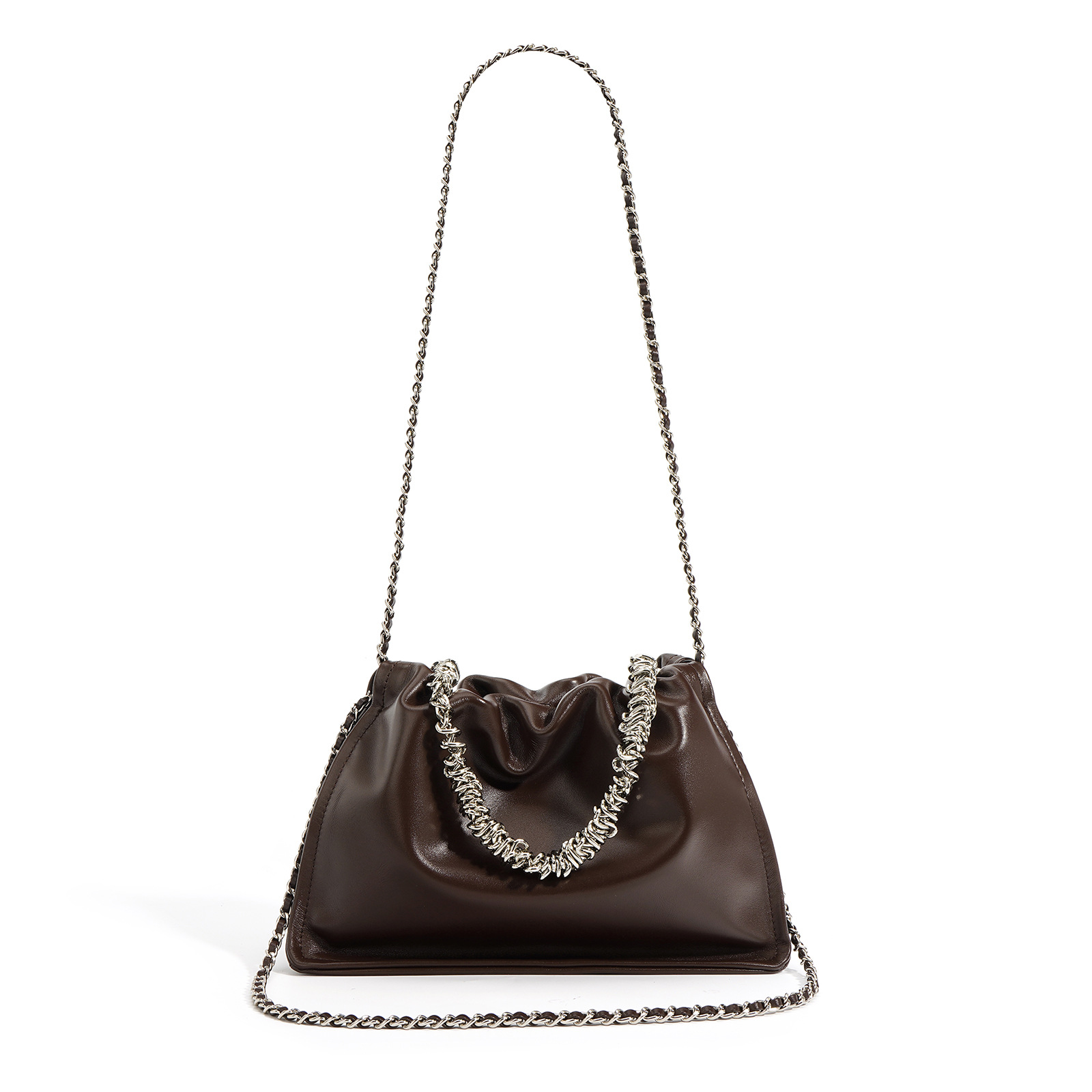 Solid Color Niche Square Genuine Leather Shoulder Bag For White Female