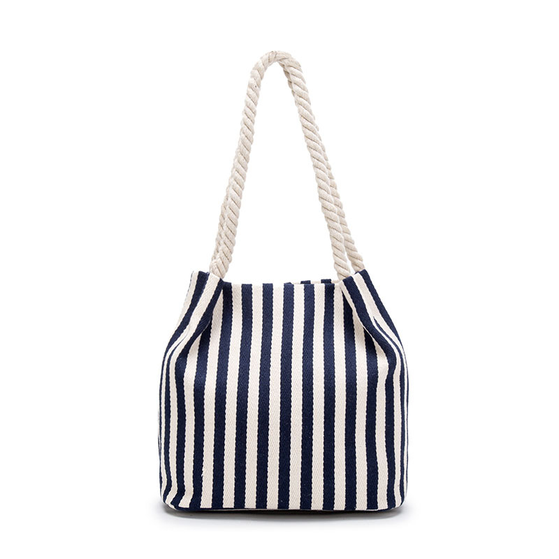 2024 New Trendy Stripe Canvas Tote Bag For lady